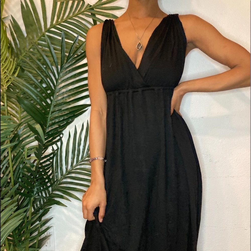 J Crew Black midi Spring Fling Dress - Picture 1 of 8